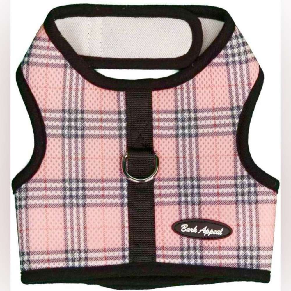 Bark Appeal Pink Plaid Mesh Wrap N Go Harness in Size Large